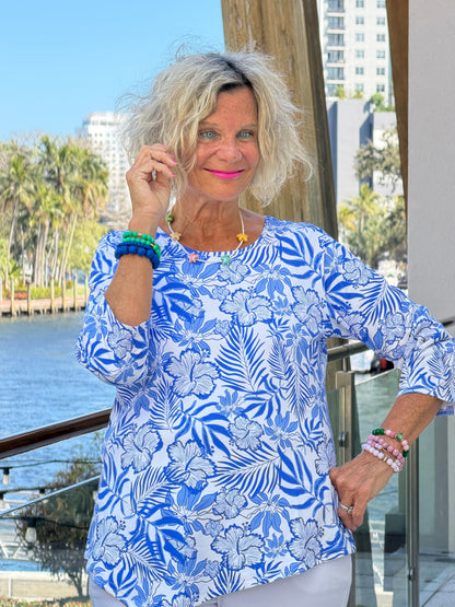 LULU B HIBISCUS COAST ASYMMETRIC TOP