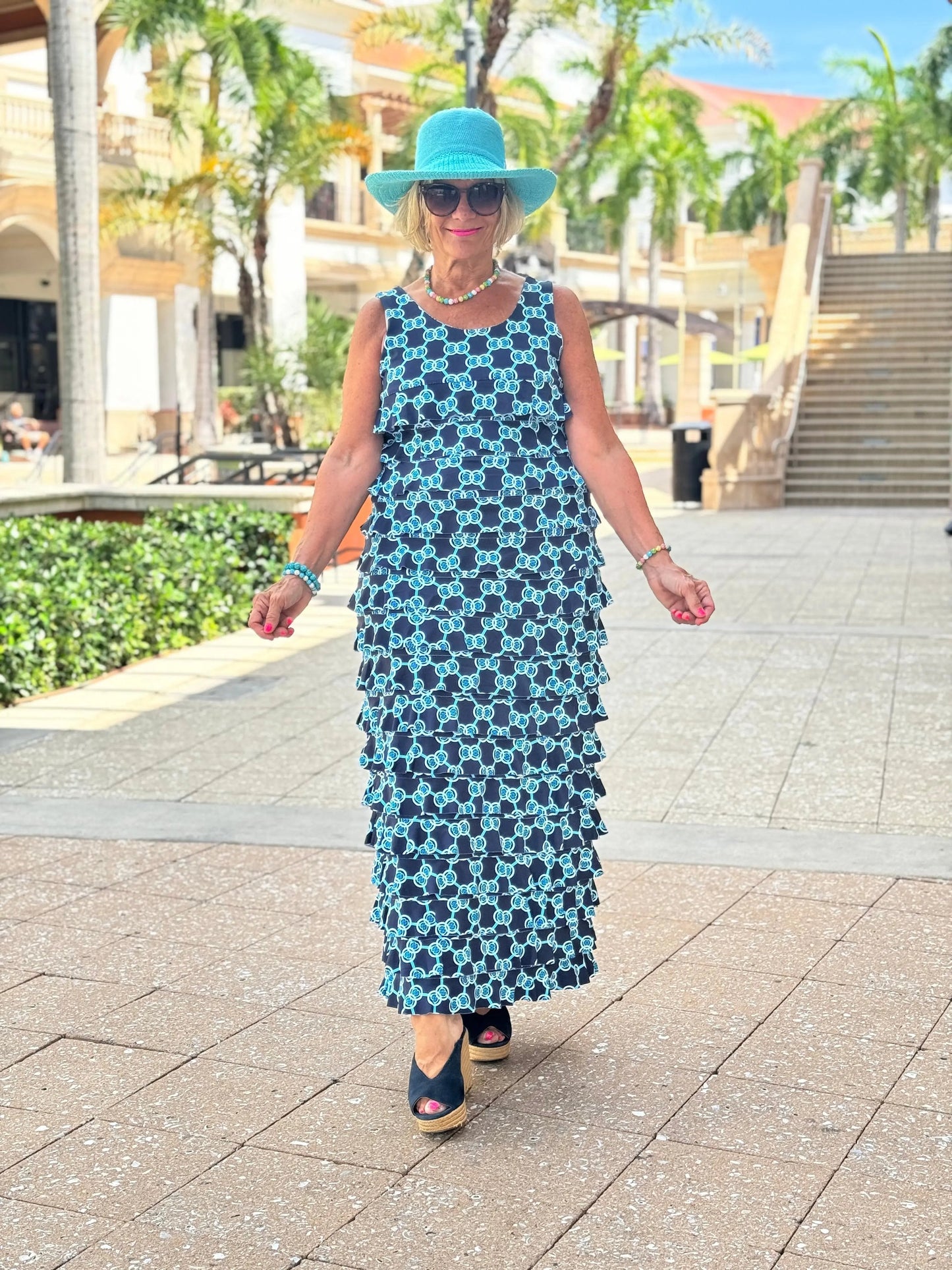 BLUE MEDALLION CHA CHA MAXI DRESS