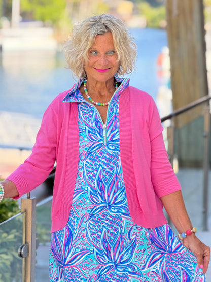 LULU B PALM BEACH ROYALE HALF ZIPPER DRESS