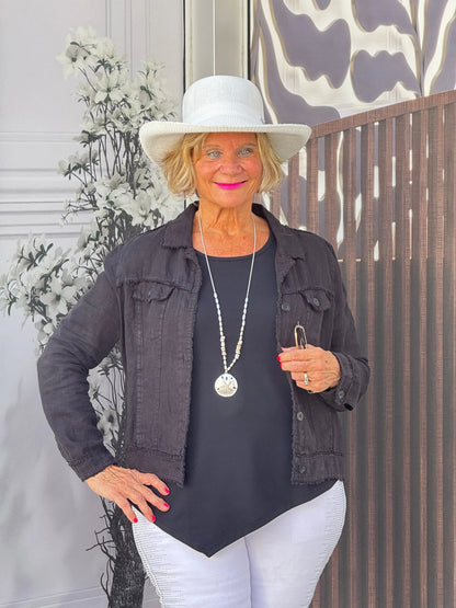 LULU B BLACK LINEN JACKET