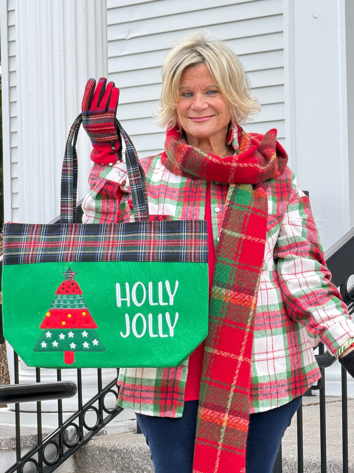 Holly Jolly Letter Christmas Tree Christmas Tote Bag