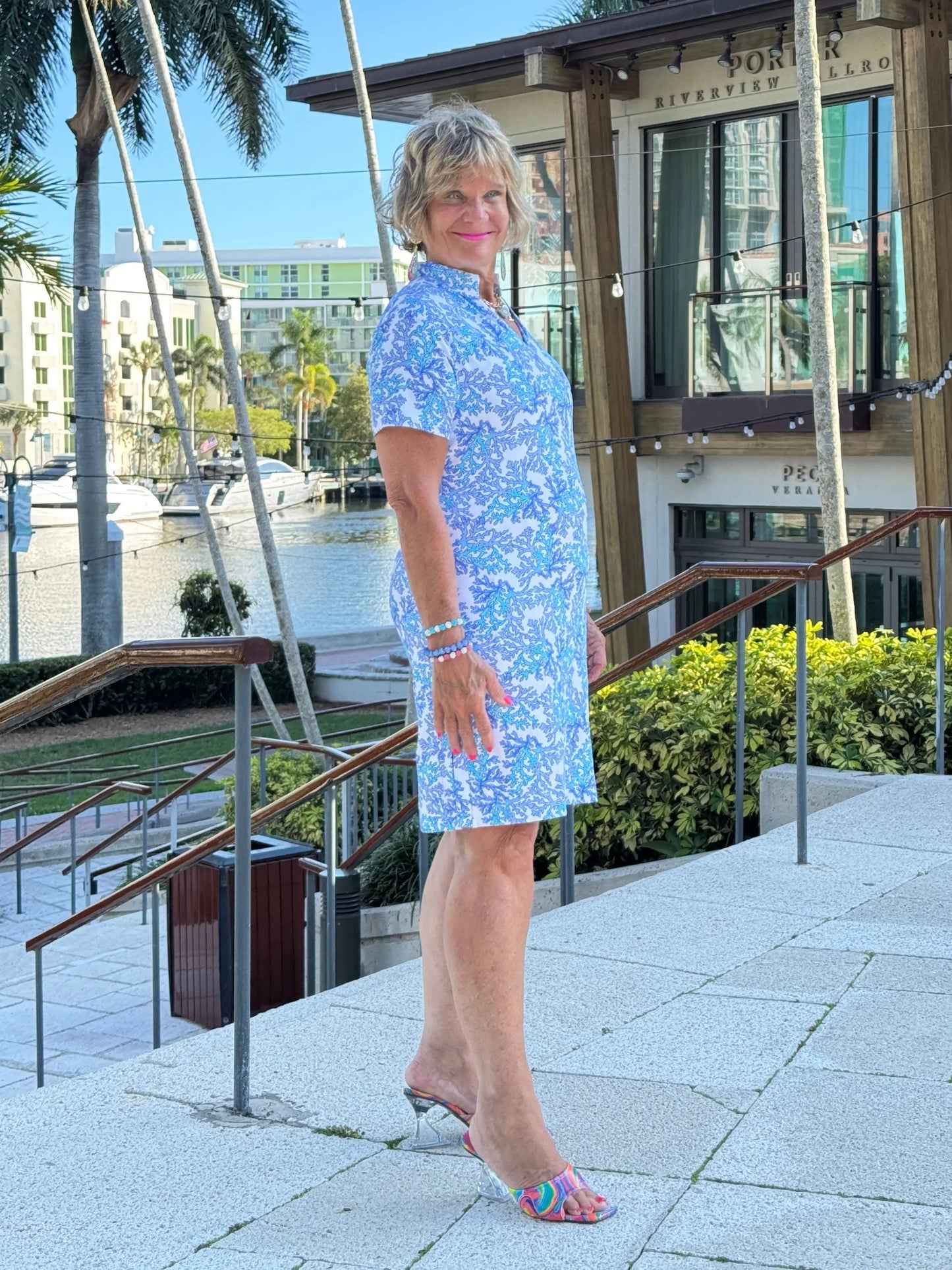 LULU B CORAL BREEZE SHORT SLEEVE DRESS