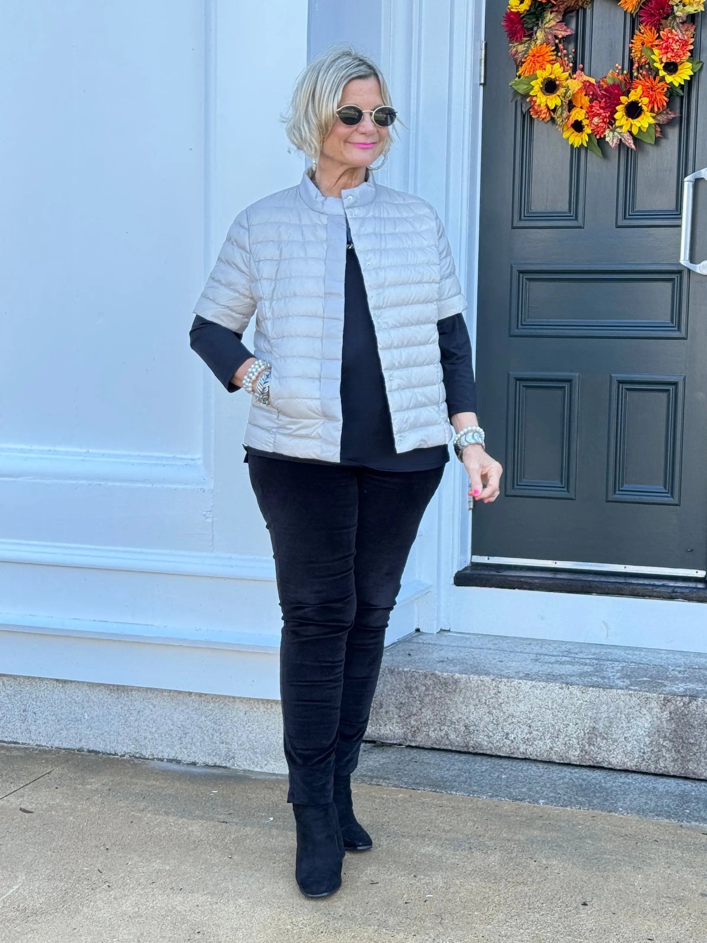 LULU-B SILVER SHORT SLEEVE PUFFER JACKET