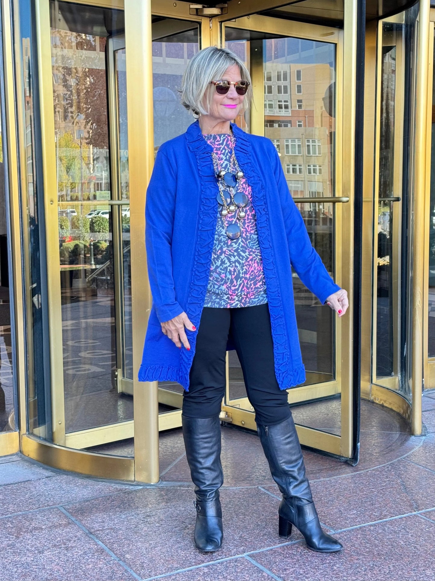 LULU-B ROUGED SAPPHIRE ROUGED CARDIGAN