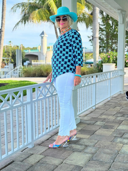 BLUE MEDALLION ASYMMETRICAL TOP