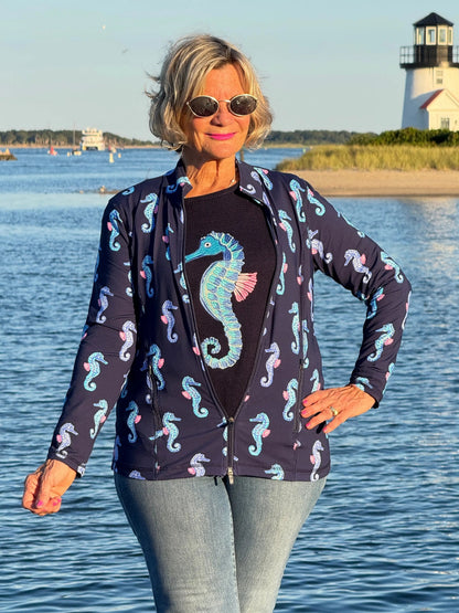 LULU-B NAVY SEAHORSE SWEATER