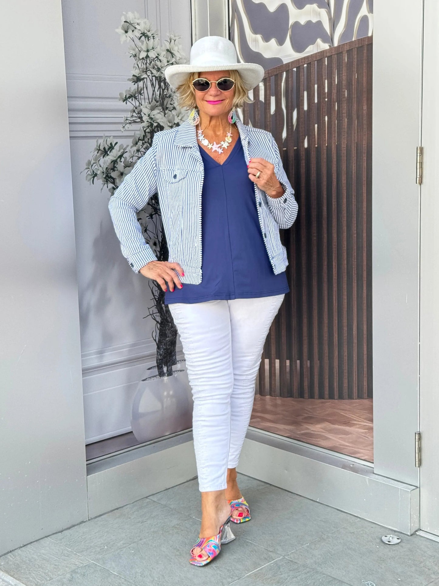 LULU B  NAVY SEERSUCKER JACKET