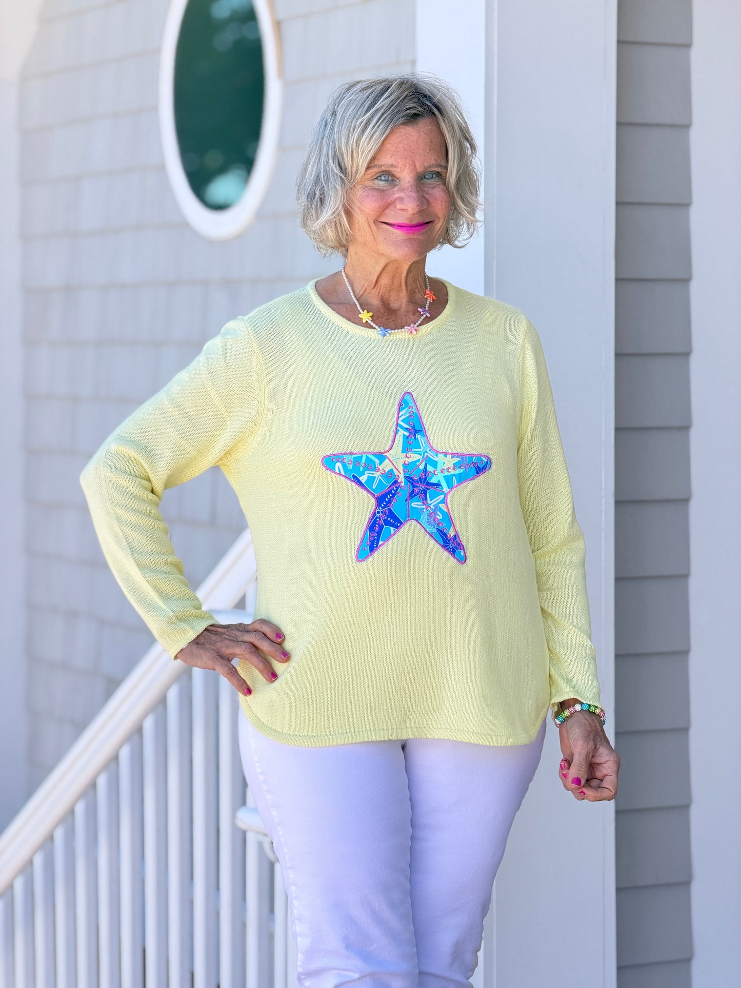 BEACH CLUB YELLOW STARFISH SWEATER