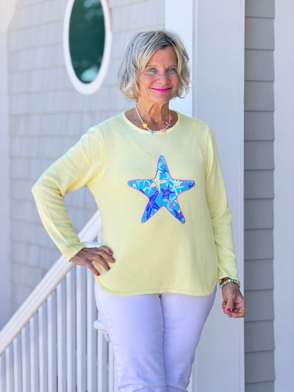 BEACH CLUB YELLOW STARFISH SWEATER