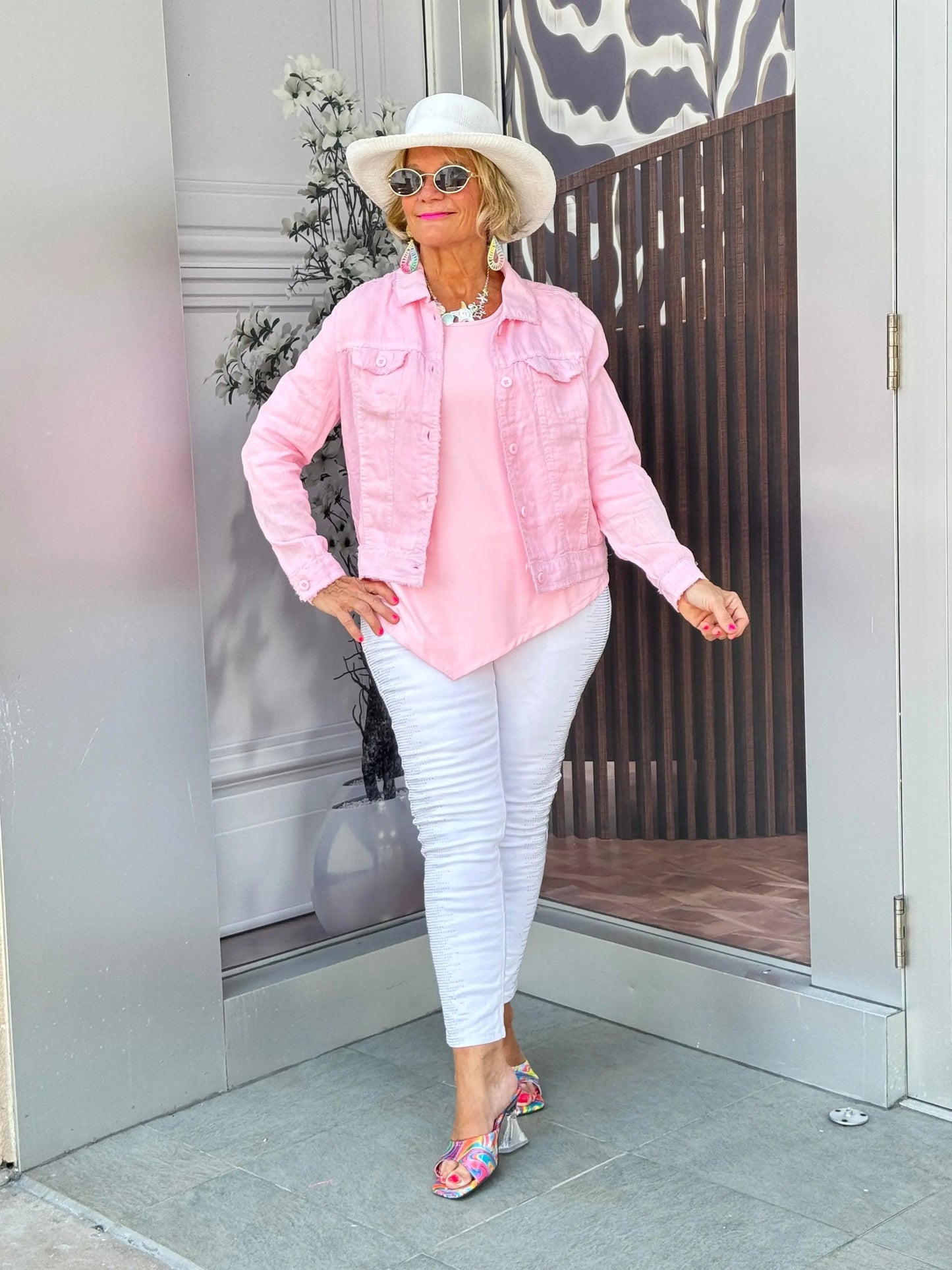 LULU B  CLEAR PINK LINEN JACKET