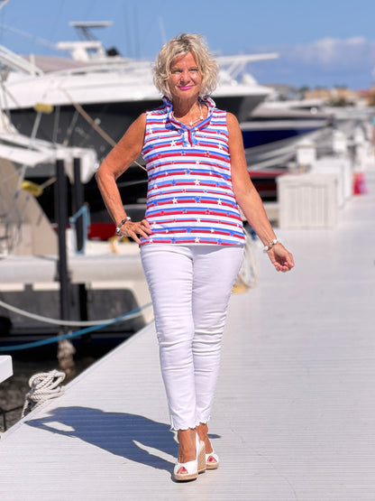LULU B STARS STARS SLEEVELESS RUFFLE TOP