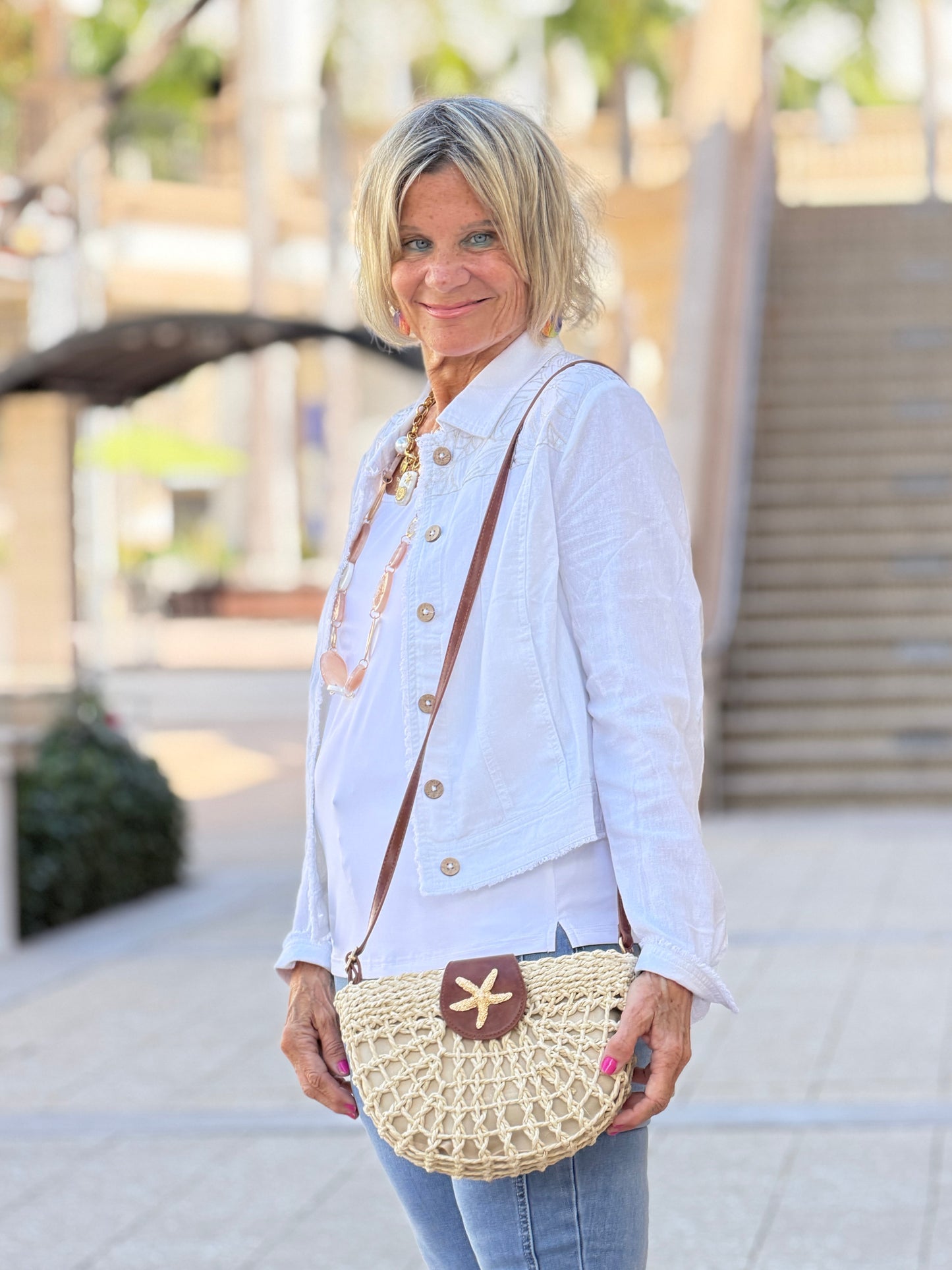 Embroidered Linen Blend Jacket