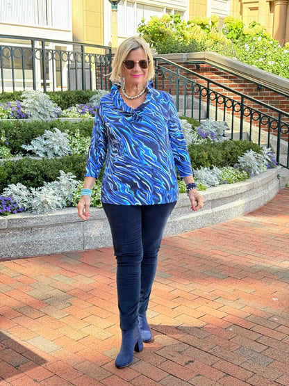 LULU-B SIZZLE BLUE RUFFLE TOP