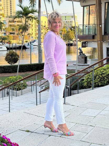 LULU-B LILAC ALL YOU NEED CREW NECK SWEATER