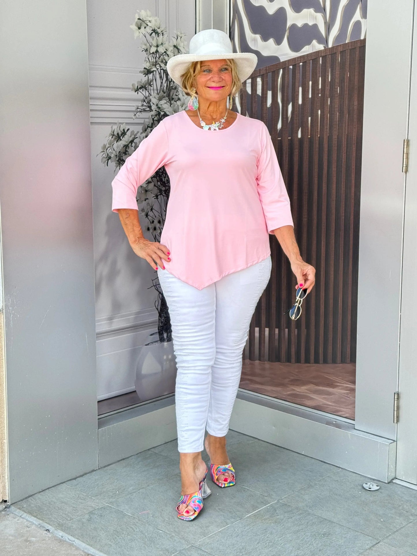 CLEAR PINK ASYMMETRICAL TOP
