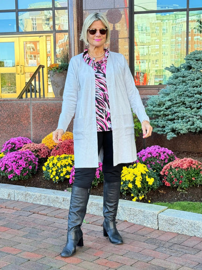 LULU-B SILVER CASHMERE CARDIGAN
