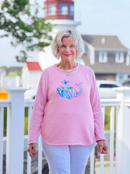 BEACH CLUB WHALE PINK SWEATER