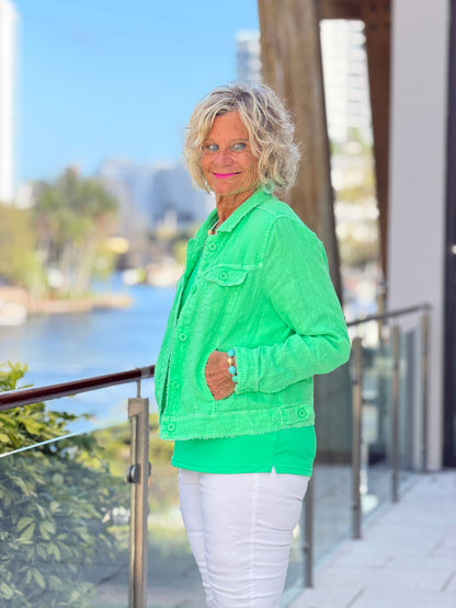 LULU B COASTAL GREEN LINEN JACKET