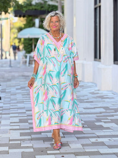Birds Of Paradise Caftan Beach DRESS