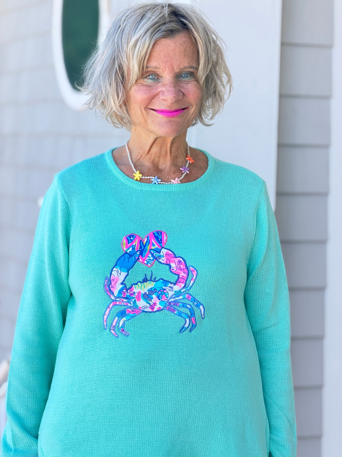 BEACH CLUB SEAFOAM CRAB SWEATER