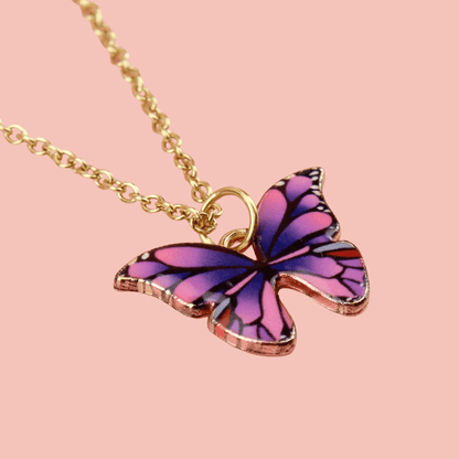 Purple & Pink Butterfly Necklace
