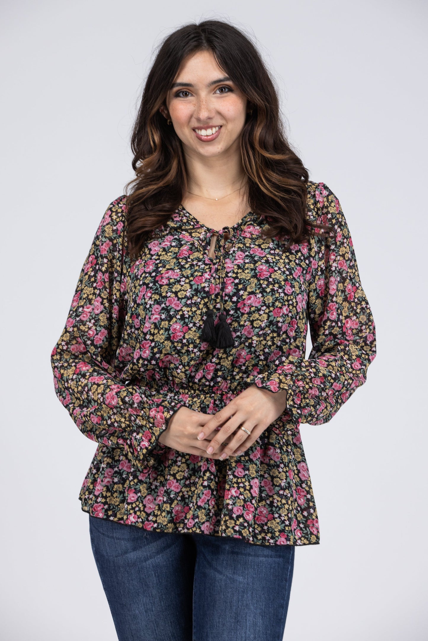 Talk To Me Women's Flare Ruffle Long Sleeve Top