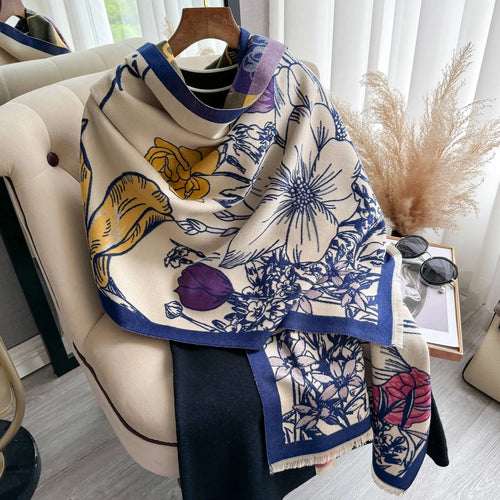 Blue / Yellow Floral Fields Reversible Wrap