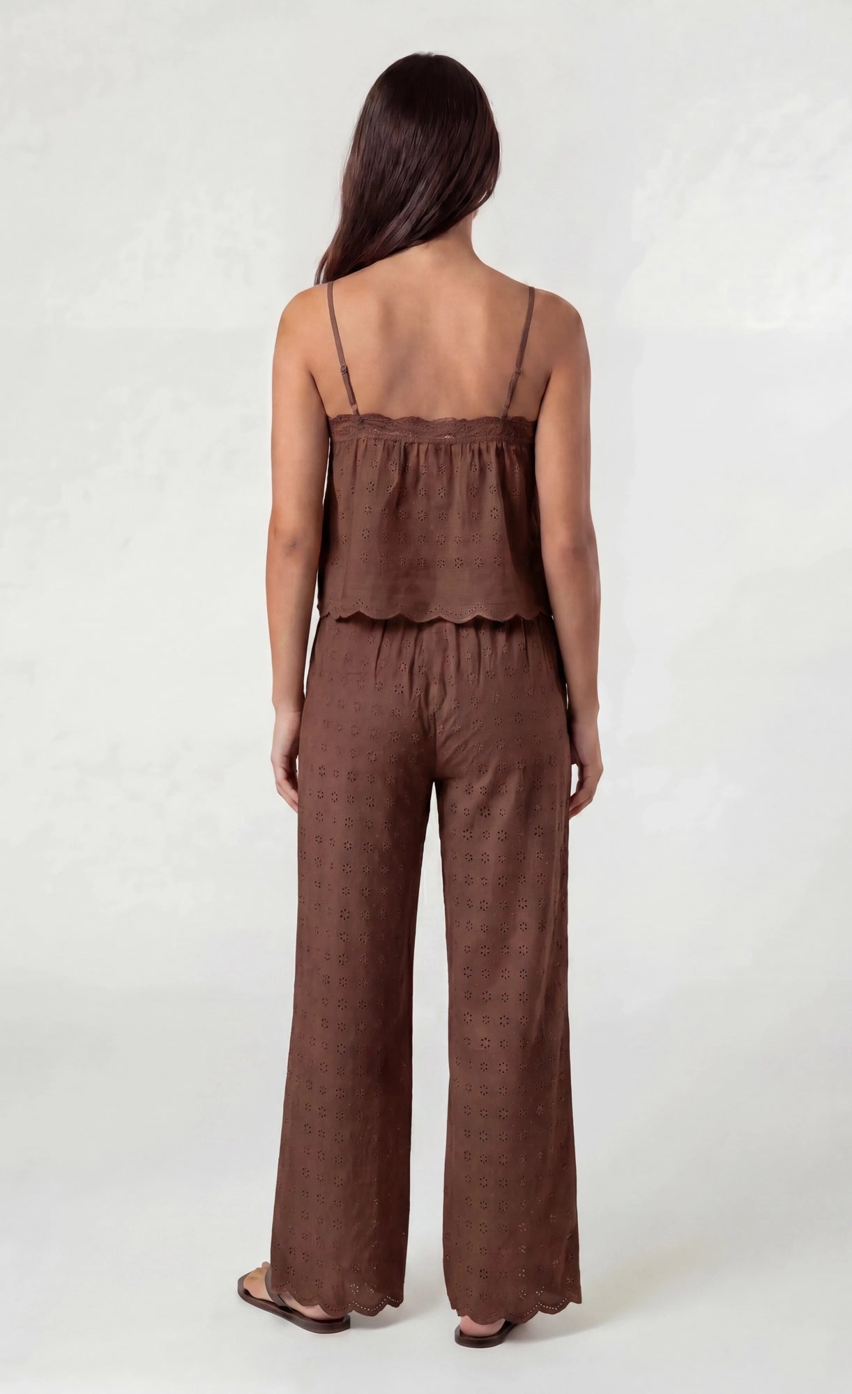 Eyelet Wide Leg Pant