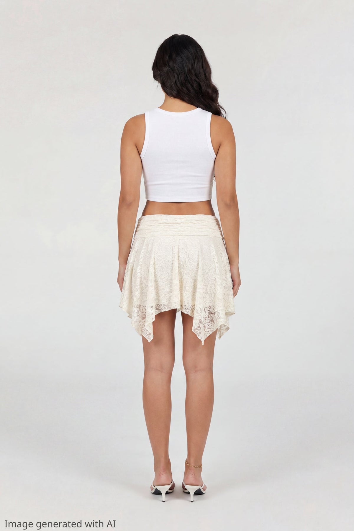 Lace Asymmetrical Mini Skirt