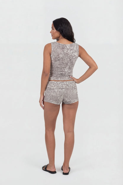 Studded Foldover Waist Shortie