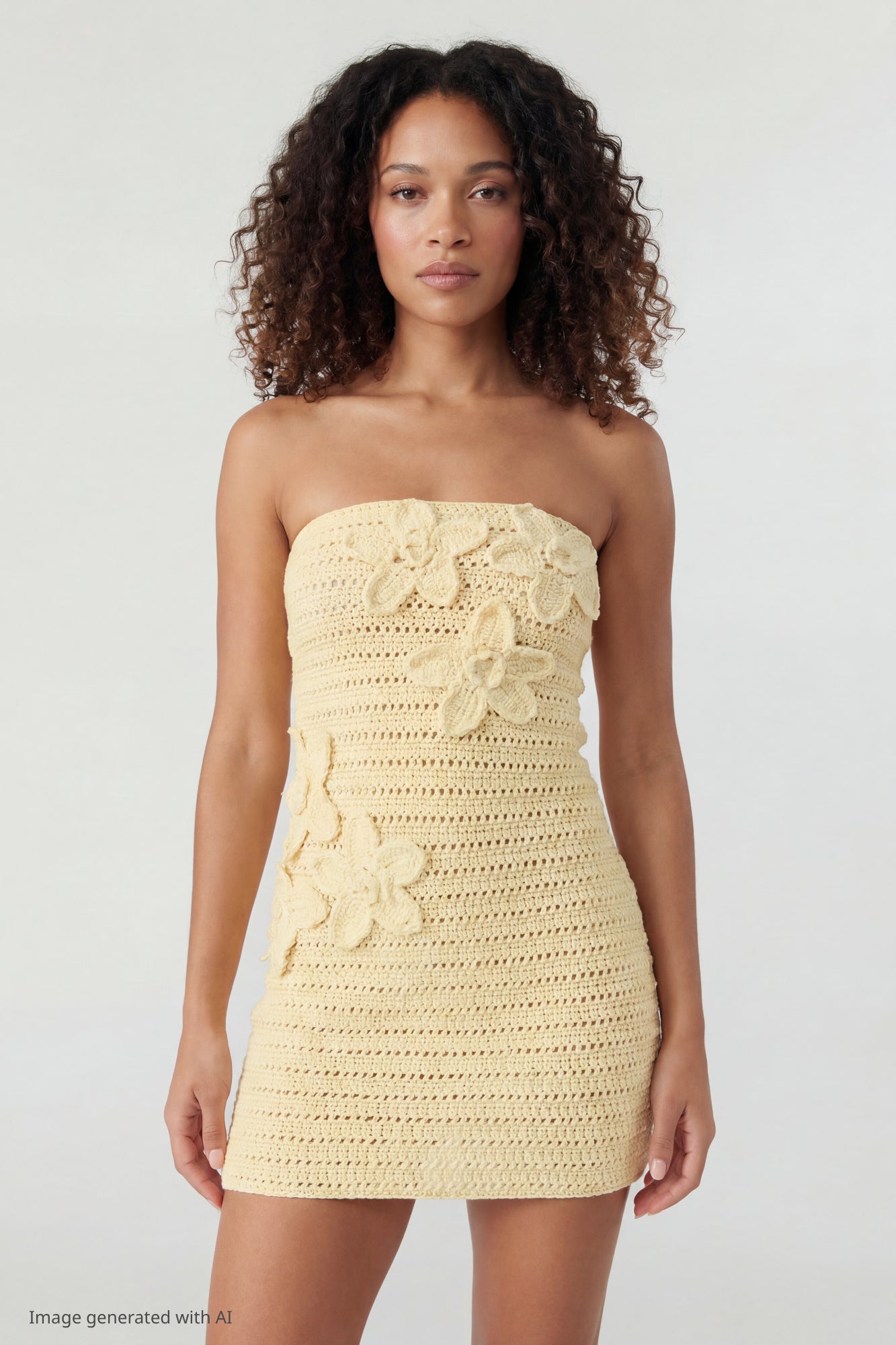 Crochet Floral Mini Tube Dress