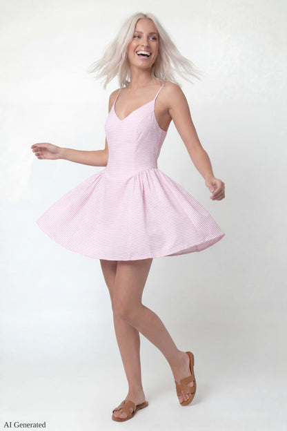 V-Neck Fit & Flare Mini Dress