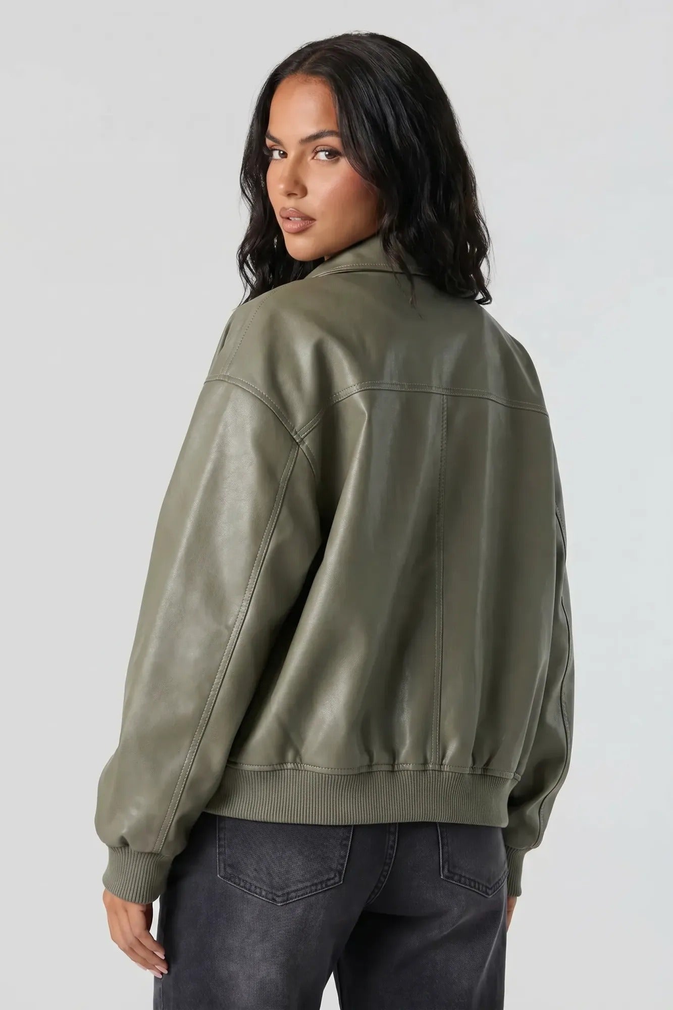 Oversized Faux Leather Jacket