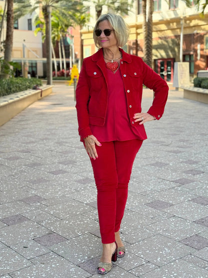 LULU-B RED TAILORED SLEEVE V