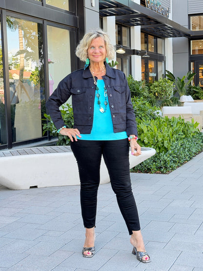 AQUA MARINE LINEN DESIGNER JACKET