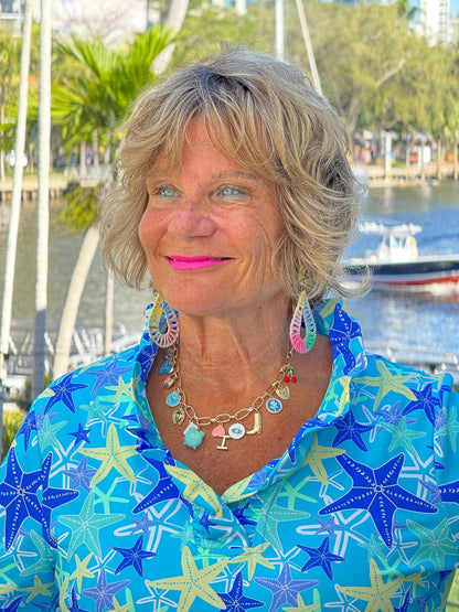 LULU B STARFISH SPLASH RUFFLE TOP