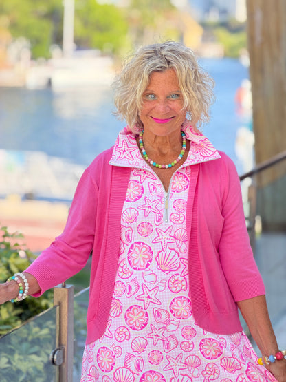LULU B STARFISH HARBOR HALF ZIP DRESS