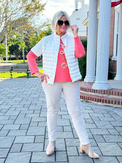 IVORY SHORT CAP SLEEVE PUFFER JACKET