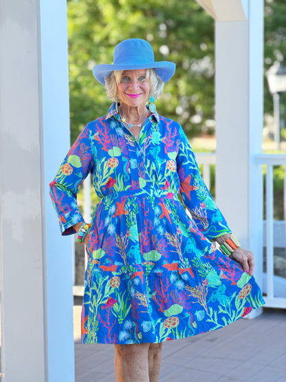 CORAL GARDEN COLLAR DRESS