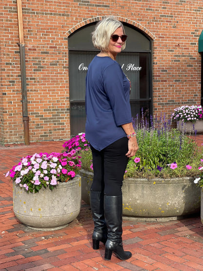 LULU-B NAVY SOLID ASYMMETRIC TOP