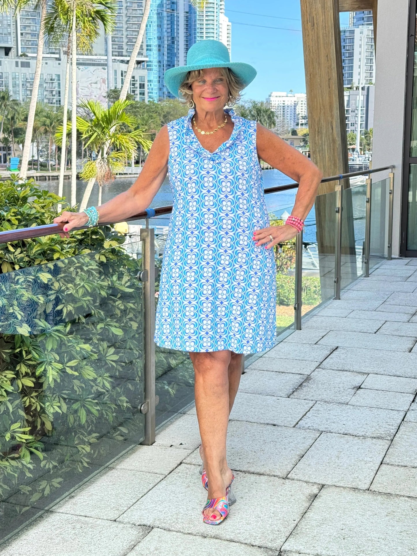 LULU B COASTAL BLOOM RUFFLE DRESS