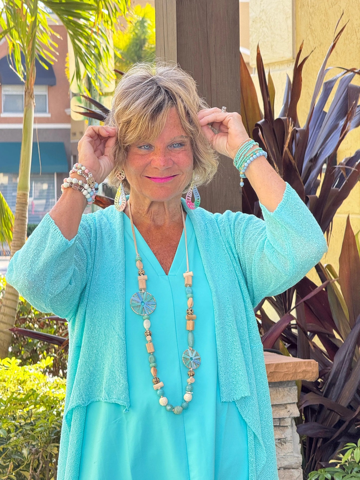 AQUA MESH RUFFLE WRAP