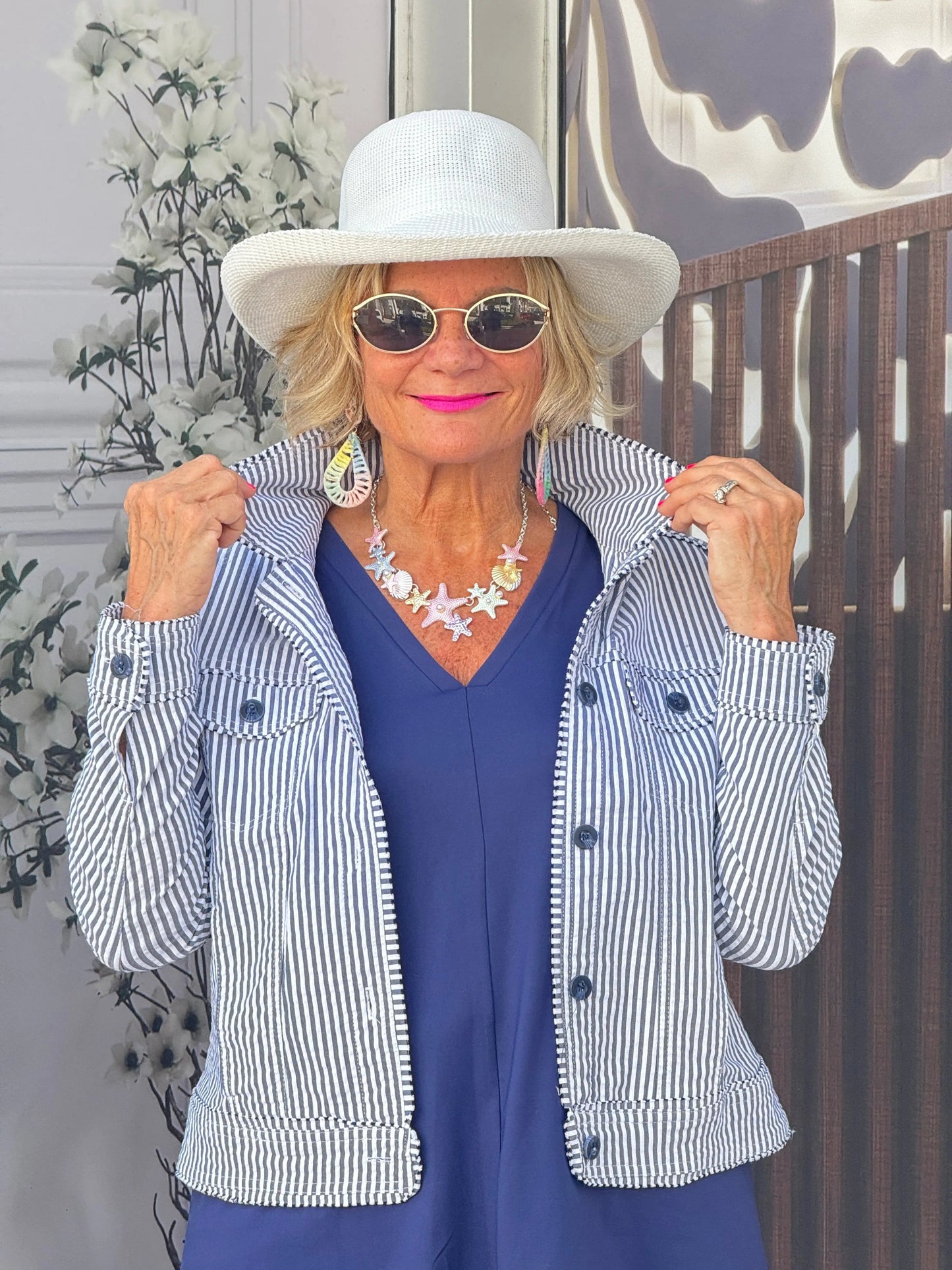 LULU B  NAVY SEERSUCKER JACKET