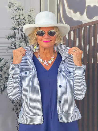 LULU B  NAVY SEERSUCKER JACKET