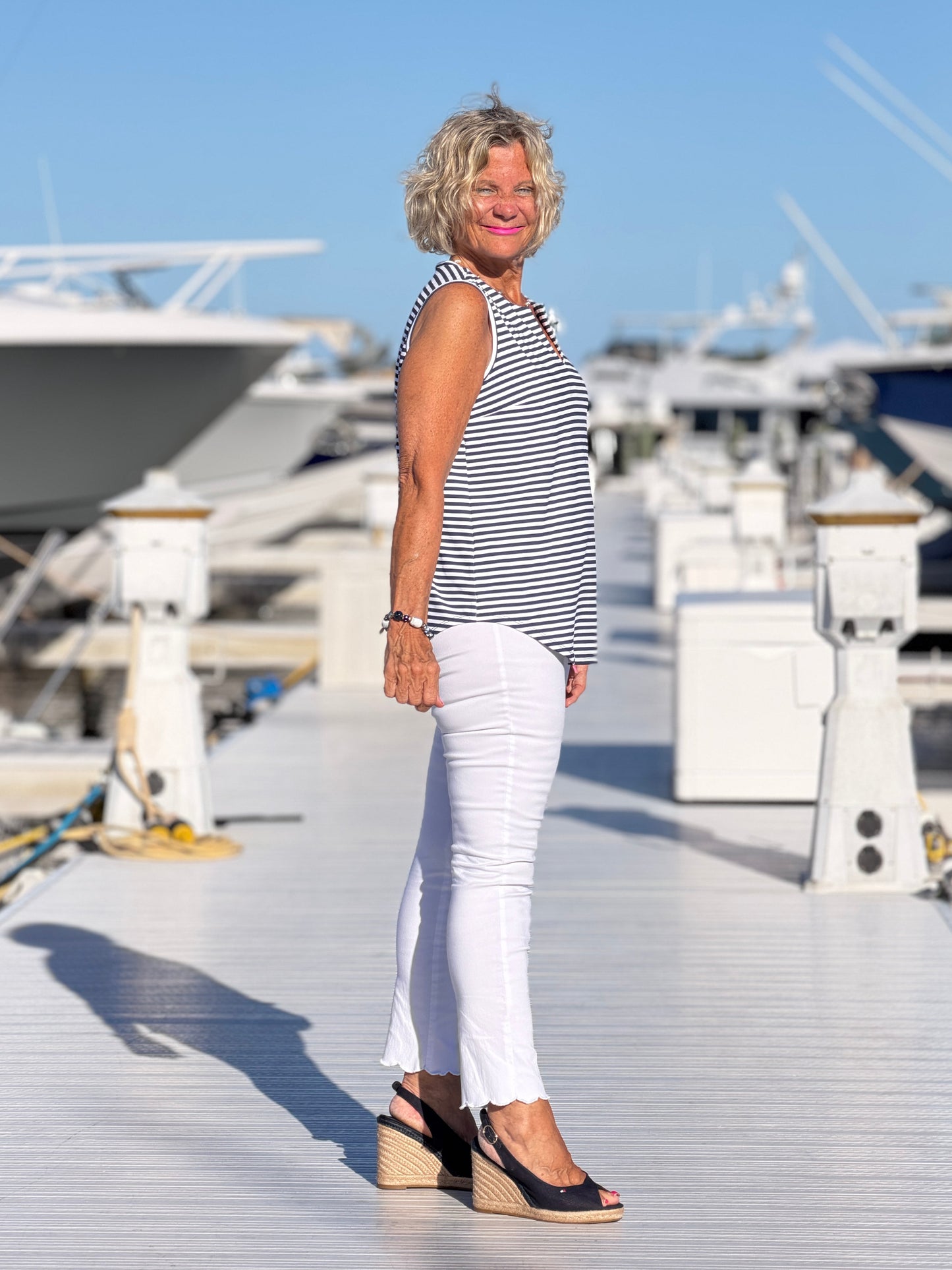DOCKSIDE NAVY SLEEVELESS TOP