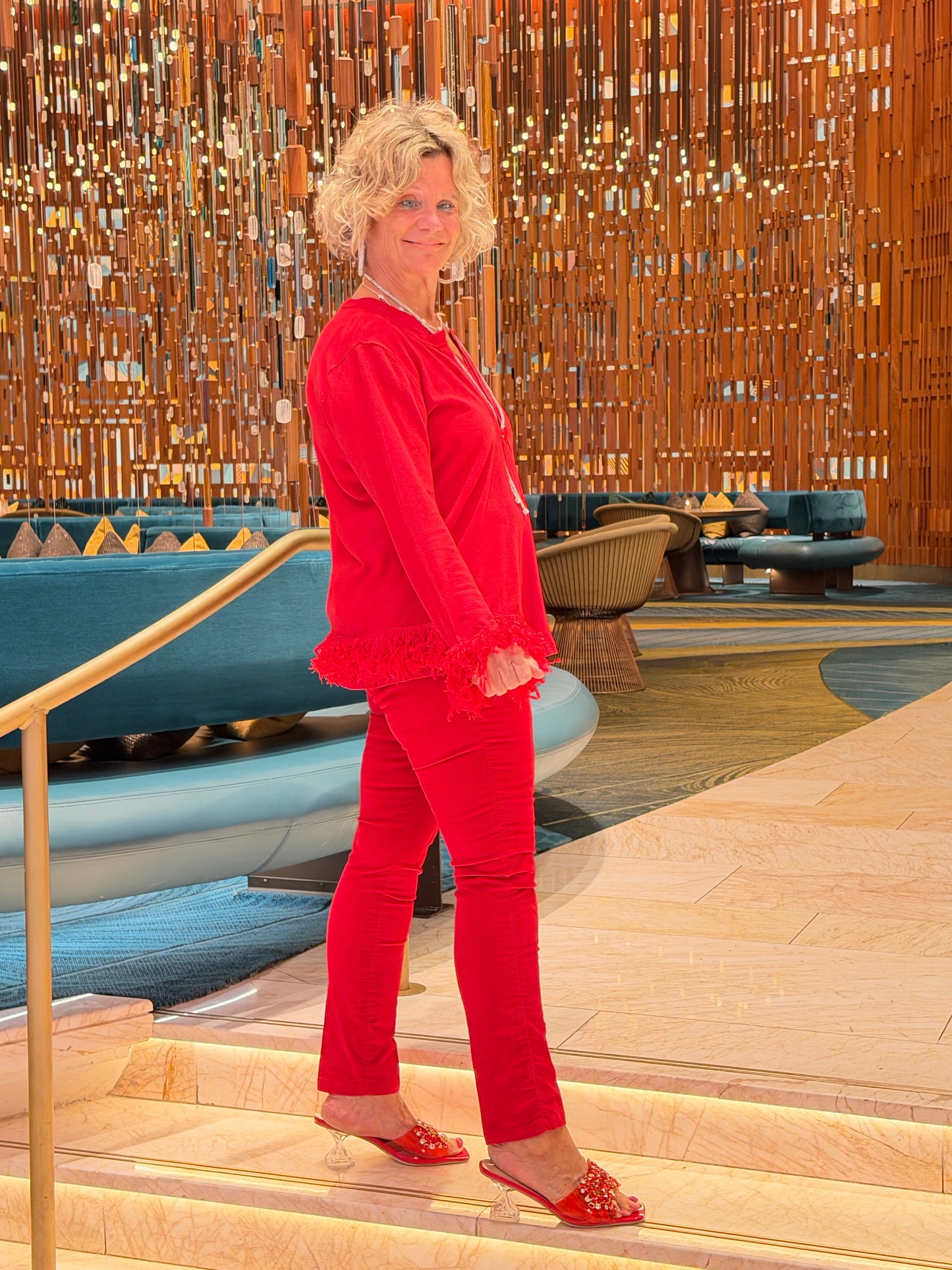 LULU-B RED VELOUR PANTS