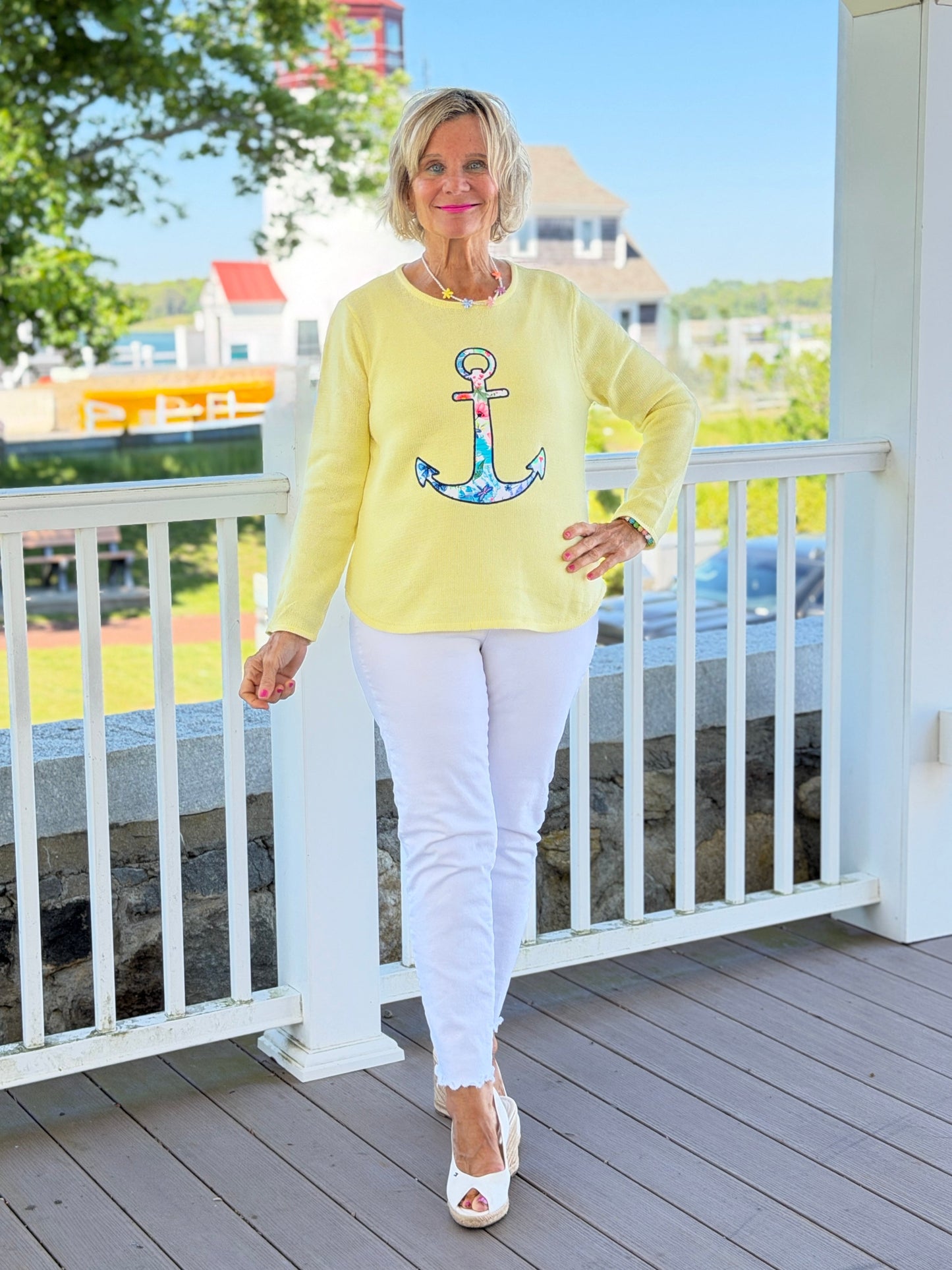BEACH CLUB YELLOW CAPE COD ANCH0OR SWEATER