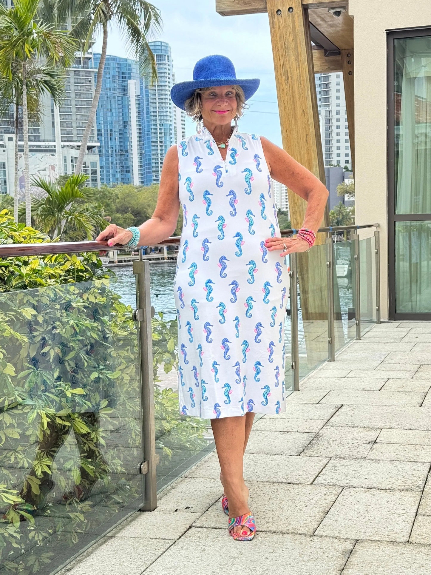 LULU B SHORELINE CHARM MIDI SLEEVELESS 1/4 ZIP MAXI DRESS