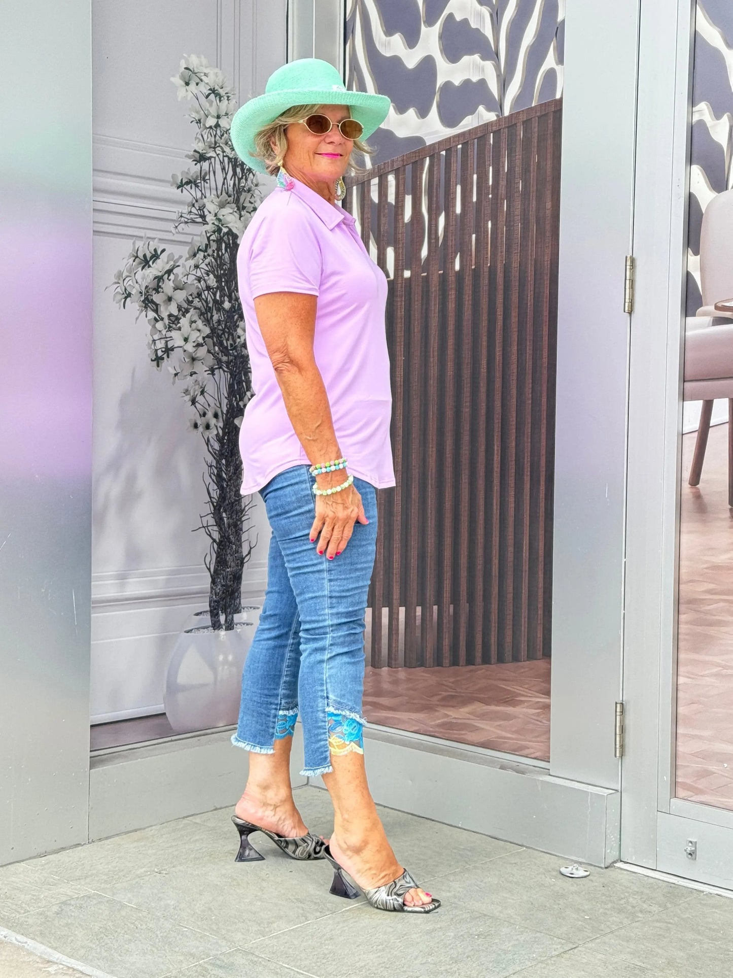 LULU-B CLEAR LILAC SHORT SLEEVE TOP