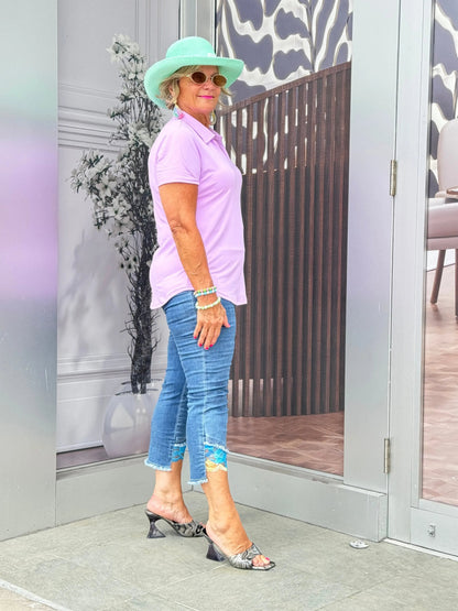 LULU-B CLEAR LILAC SHORT SLEEVE TOP